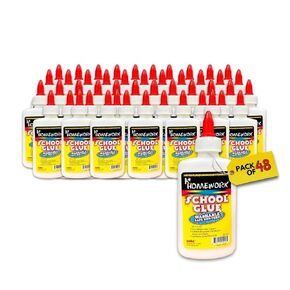 Washable Liquid School Glue Bottles 4oz, Non Toxic White Glue, 48 Count, Squeeze Bottles for Making Slime, School Supplies, Arts and Crafts
