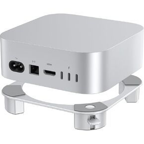 OMOTON Aluminum Stand for Mac mini M4 and M4 Pro, Cooling Desktop Holder Mount, Convenient Access to Power Button, Durable and Sturdy Design, Silver