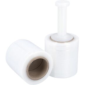 PSBM Mini Stretch Wrap with Handle, 18 Pack, 3 Inch x 1000 Feet, 80 Gauge, Clear, Small Plastic Cling Film for Pallets Moving Storing