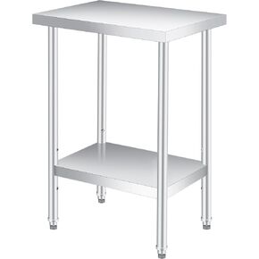 Stainless Steel Table, 24" x 12" Heavy Duty Worktable with Adjustable Undershelf, 2 Tier Metal Prep Table for Commercial Kitchen, Restaurant, Garages in Kuwait