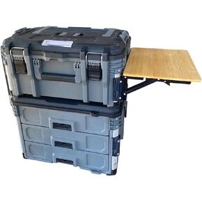 Quick Detaching/Folding Bamboo Table, Compatible with Flex Stack Pack Toolbox
