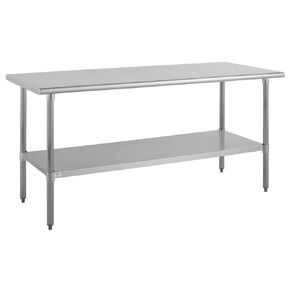 Kratos Commercial Worktable, Stainless Steel Kitchen Prep Table 30"Dx60"W with Undershelf, NSF, 16ga/430SS (28W-102)