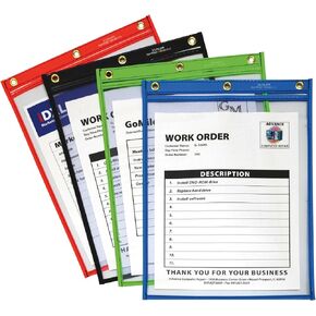 C-Line Heavy Duty Super Heavyweight Plus Stitched Shop Ticket Holder, Assorted Colors, 9 x 12 Inches, Box of 20 Shop Ticket Holders (50920)
