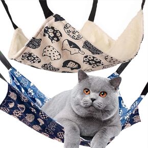 2Pack Cat Hammock for Cage Hanging,Reversible Pet Hammock Bed Adjustable,Soft Sleeping Hammock for Cats,Ferret,Puppy,Rabbits,Small Animal (L)