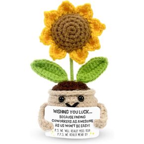 Lovely Sunflower Crochet, Thoughtful Farewell Gifts for Coworkers, Positive Crochet Potted Plant Sunflower Decor, Funny Goodbye, Leaving, Going Away Gifts for Coworkers Women Men