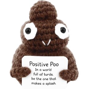 Positive Poo Gag Gifts Funny Adult Emotional Support Crochet Stuffed Animals Gift for Best Friend White Elephant Christmas Stocking Stuffers Birthday Gifts for Women Brother Sister Coworkers Daughter