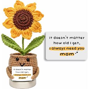 Gifts for Mom from Daughter, Son for Mom, Wife, Women - Moms Birthday Gift Ideas, Birthday Gifts for Moms, Mothers - Best mom Crochet Gift, Positive Crochet Sunflower Handmade