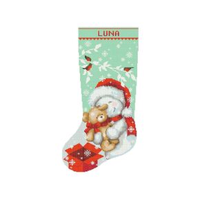 CrossStitchStyleArte, Cross Stitch Christmas Stocking Patterns for Adults, Personalized Holiday Stockings, Easy Counted Simple Embroidery Pattern for Beginners, Cute Snowman Bear Xmas Design, DIY
