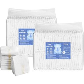 VEVOR Disposable Dog Diapers, Super Absorbent Female Dog Diapers, 360° Leak-Proof Female Doggy Pet Diaper with Wetness Indicator for Heat Period, Training, Incontinence - M, 96 Count (2 Packs of 48)