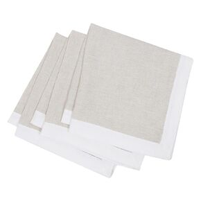 100% Linen Napkin for daily use Color-Beige/white Set of 3 Size-24x24 Home Decor Multipurpose Kitchen Napkin