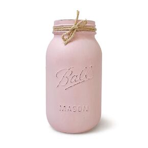 Pink Mason Jars Centerpieces for Baby Shower, QUART 32 oz. Rustic Farmhouse Mason Jar, Pink Flower Vase, Baby Shower Centerpiece for Girls, Pink Mason Jar Decoration, Painted Mason Jars