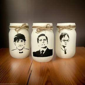 The Office Mason Jars/The Office Decor/Dunder Mifflin/Michael Scott/Jim Halpert/Dwight Schrutt