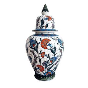 Handmade Ceramic Ginger Jar, Hand-Painted Pottery Ginger Jar, 15.7 inches, Turkish Ceramic