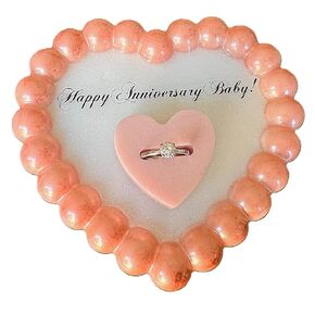 helamidesigns Beaded jewelry plate with ring holder, Proposal Engagement Wedding Anniversary Birthday Personalized Gift for her (Heart Shape)