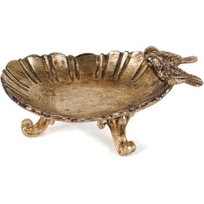 NIKKY HOME Vintage Gold Ring Holder Jewelry Dish, Antique Birds Trinket Display Decorative Metal Tray Bowl Classy Birthday Christmas Gifts for Women