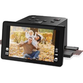 22MP Film and Slide Scanner with 5" LCD Screen, Convert Color & B&W Negatives & Slides 35mm, 126, 110 Film to JPEG Digital Photos