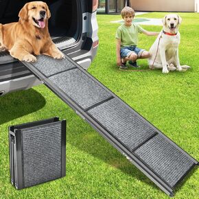 Dog Ramp for Car, 71''x 17.3'' Extra Long Dog Ramp for Truck with Non-Slip Rug Surface, Portable and Folding Dog Car Ramp for SUV & Car, Outdoor Pet Ramp for Large Dogs Up to 250 LBS