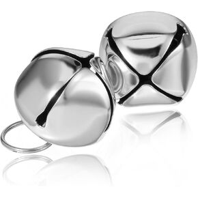 2 Pcs 1.18'' Large Dog Bells Silver Dog Collar Bell Collar Loud Bells Cat Bells Collar Handmade Metal Puppy Hanging Ring Bells with Ring Pet Pendant Accessories for Dog Cat Pet