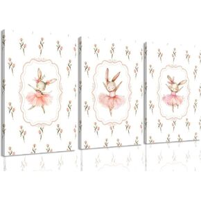 Vintage Woodland Animals Nursery Canvas Wall Art Cute Bunny Bear Deer Picture Wall Decor Country Poster Painting Print Neutral Artwork for Girls Room Kids Room Baby Room Bedroom Farmhouse Decortion
