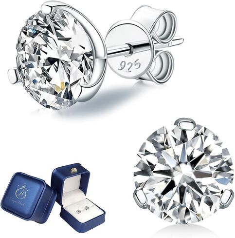 Classic Stud Earrings for Women Men 5A Cubic Zirconia Brilliant Cut 925 Sterling Silver White Gold Plated for Wedding Party Gift Jewelry 0.8ct/6.0mm in Saudi Arabia