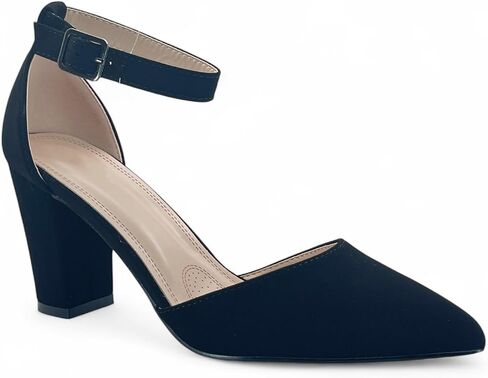 Women's Pointy-Toe D'Orsay Ankle Strap Block Heel Dress Pump in Kuwait