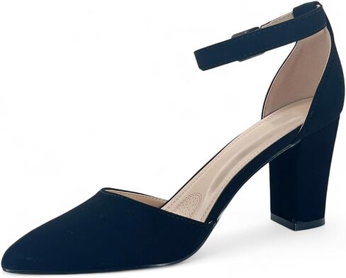 Women's Pointy-Toe D'Orsay Ankle Strap Block Heel Dress Pump in Kuwait
