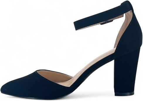 Women's Pointy-Toe D'Orsay Ankle Strap Block Heel Dress Pump in Kuwait