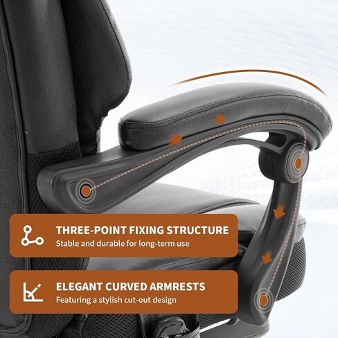 Massage Office Chair with Heat 6 Vibration Points,Big and Tall Office Chair 400 lbs,Leather High Back Executive Office Desk Chair with Footrest,Comfortable Ergonomic Reclining Managerial Chair, Black in Saudi Arabia