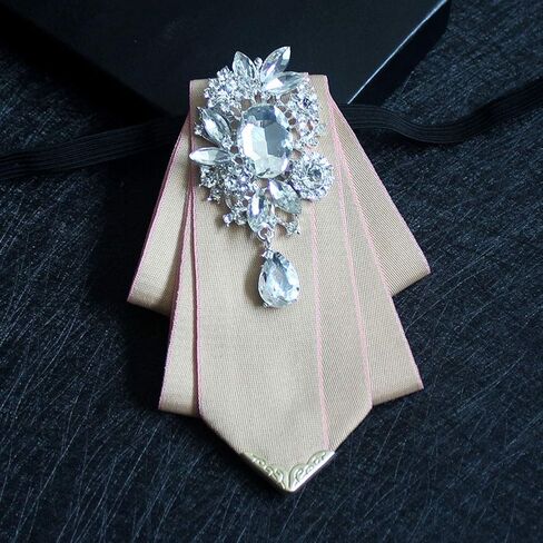 Crystal Bow tie Brooches Collar Pin Jewelry ribbon Fabric Bowknot Pre Tied Neck Tie For men Women wedding bridegroom in Saudi Arabia