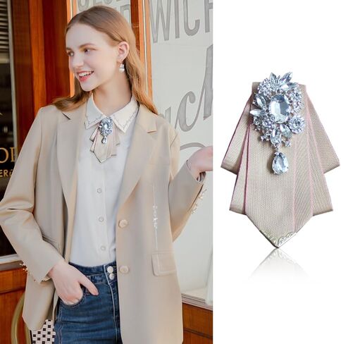 Crystal Bow tie Brooches Collar Pin Jewelry ribbon Fabric Bowknot Pre Tied Neck Tie For men Women wedding bridegroom in Saudi Arabia