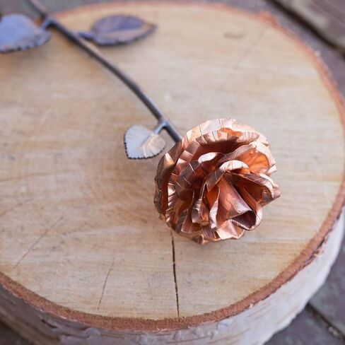 Personalized Gift Hand-Forged Copper Metal Rose - 7th Anniversary - 22nd Anniversary in Saudi Arabia