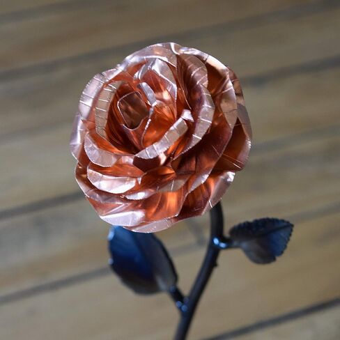 Personalized Gift Hand-Forged Copper Metal Rose - 7th Anniversary - 22nd Anniversary in Saudi Arabia