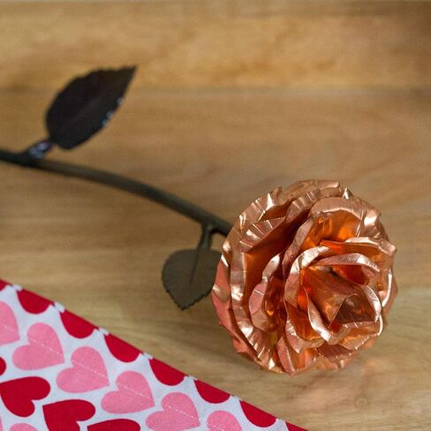 Personalized Gift Hand-Forged Copper Metal Rose - 7th Anniversary - 22nd Anniversary in Saudi Arabia