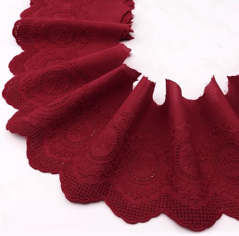 Eyelet Lace Trim 3 Yards Vintage Style Embroidery Cotton Lace Trim- 6 Color Options for Sewing Dresses,Costumes, Handkerchiefs, Home Decor (Burgundy) in Kuwait