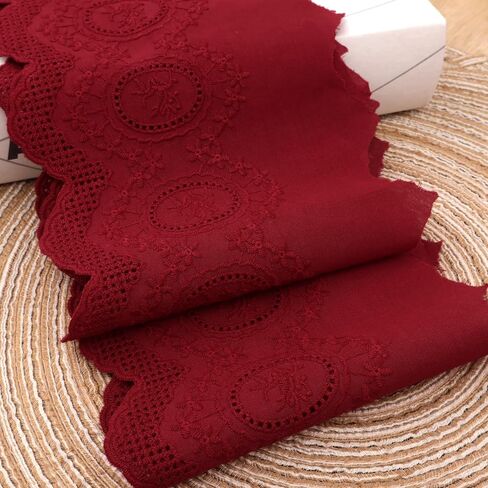 Eyelet Lace Trim 3 Yards Vintage Style Embroidery Cotton Lace Trim- 6 Color Options for Sewing Dresses,Costumes, Handkerchiefs, Home Decor (Burgundy) in Kuwait