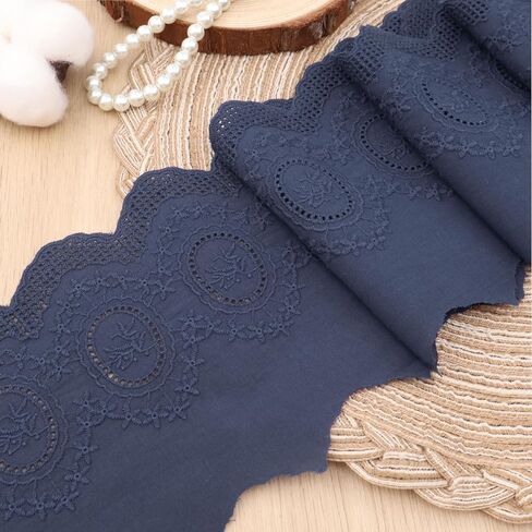 Eyelet Lace Trim 3 Yards Vintage Style Embroidery Cotton Lace Trim- 6 Color Options for Sewing Dresses,Costumes, Handkerchiefs, Home Decor (Burgundy) in Kuwait