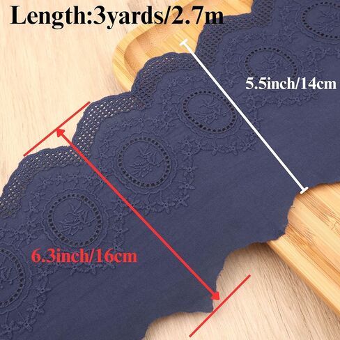 Eyelet Lace Trim 3 Yards Vintage Style Embroidery Cotton Lace Trim- 6 Color Options for Sewing Dresses,Costumes, Handkerchiefs, Home Decor (Burgundy) in Kuwait
