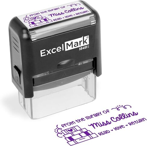 ExcelMark Personalized Teacher Stamp - Teacher Book Stamp - Available in 11 Colors (Medium) in Kuwait