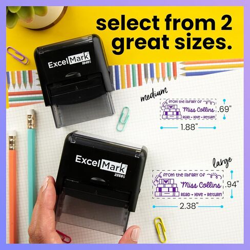 ExcelMark Personalized Teacher Stamp - Teacher Book Stamp - Available in 11 Colors (Medium) in Kuwait