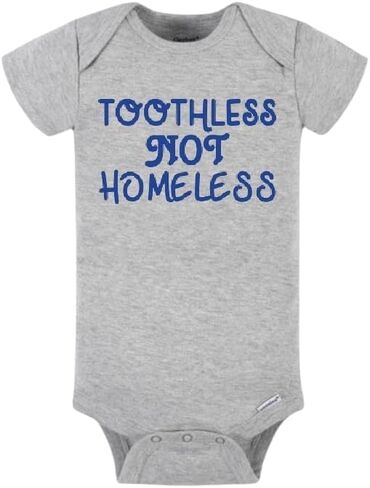 Real Housewives of Beverly Hills Baby Bodysuit - Toothless Not Homeless (3-6 Months, Gray/Pink Writing) in Kuwait