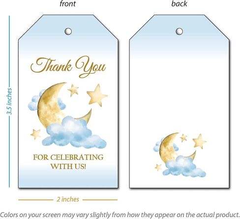 25 Moon and Stars Thank You Favor Tags for Birthday Party or Baby Shower Favors (Blue) in Saudi Arabia