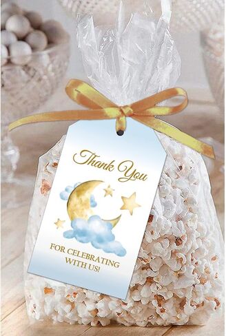 25 Moon and Stars Thank You Favor Tags for Birthday Party or Baby Shower Favors (Blue) in Saudi Arabia