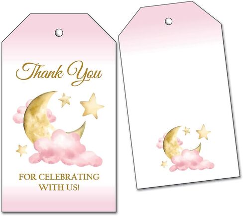 25 Moon and Stars Thank You Favor Tags for Birthday Party or Baby Shower Favors (Blue) in Saudi Arabia