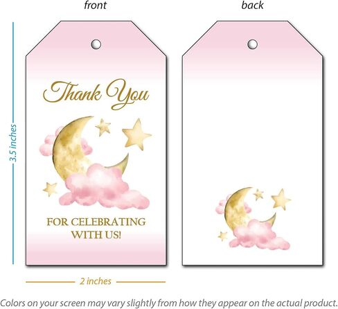 25 Moon and Stars Thank You Favor Tags for Birthday Party or Baby Shower Favors (Blue) in Saudi Arabia