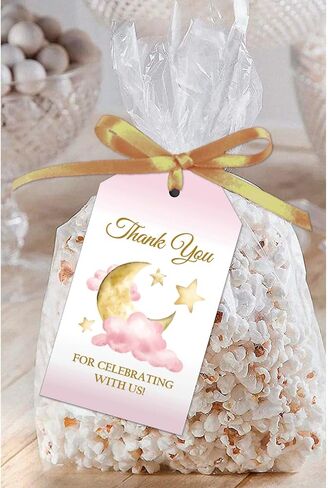 25 Moon and Stars Thank You Favor Tags for Birthday Party or Baby Shower Favors (Blue) in Saudi Arabia