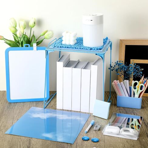 Colarr 19 PCS Locksories kit kit stuff to to schools stessions magnetic wallpaper chelf pencil حامل قلم رصاص مع علامة مرآة مرآة لزجة مغناطيس قفل الضوء اللاسلكي للطالب (الأزرق) in Kuwait