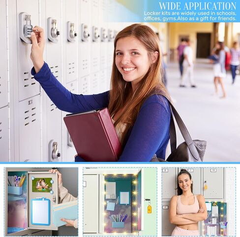 Colarr 19 PCS Locksories kit kit stuff to to schools stessions magnetic wallpaper chelf pencil حامل قلم رصاص مع علامة مرآة مرآة لزجة مغناطيس قفل الضوء اللاسلكي للطالب (الأزرق) in Kuwait