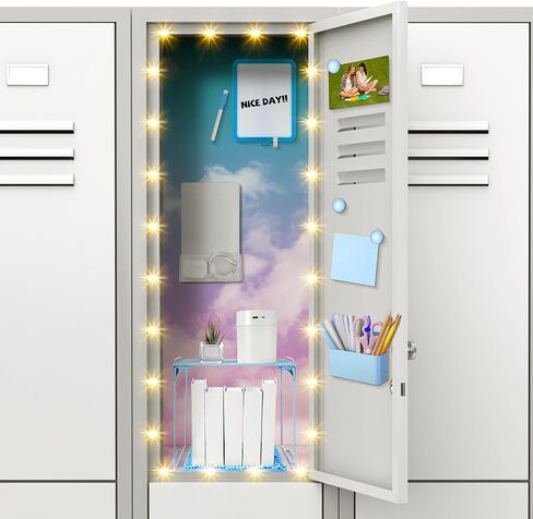 Colarr 19 PCS Locksories kit kit stuff to to schools stessions magnetic wallpaper chelf pencil حامل قلم رصاص مع علامة مرآة مرآة لزجة مغناطيس قفل الضوء اللاسلكي للطالب (الأزرق) in Kuwait