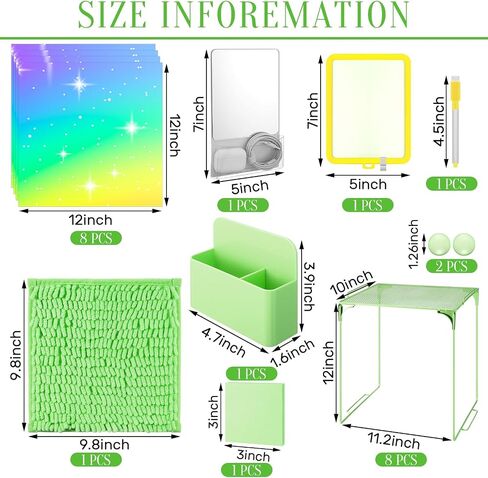 Colarr 19 PCS Locksories kit kit stuff to to schools stessions magnetic wallpaper chelf pencil حامل قلم رصاص مع علامة مرآة مرآة لزجة مغناطيس قفل الضوء اللاسلكي للطالب (الأزرق) in Kuwait