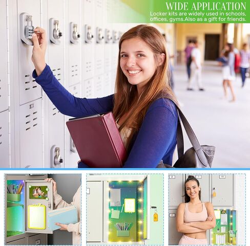 Colarr 19 PCS Locksories kit kit stuff to to schools stessions magnetic wallpaper chelf pencil حامل قلم رصاص مع علامة مرآة مرآة لزجة مغناطيس قفل الضوء اللاسلكي للطالب (الأزرق) in Kuwait